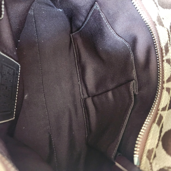 Vintage Coach Hampton Signature Demi Khaki Striped Brown and Tan Satche - Picture 12 of 14